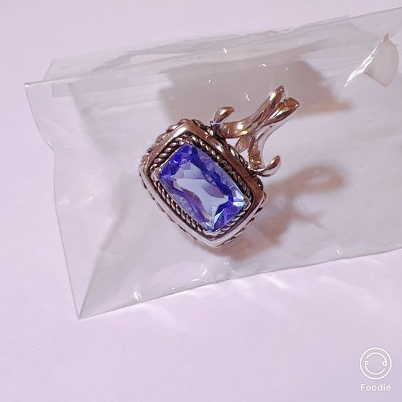 NEW Blue Cushion Cut GEMSTONE Silver Pendant - 925 SILVER - Picture 8 of 8